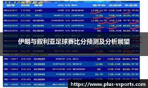 伊朗与叙利亚足球赛比分预测及分析展望